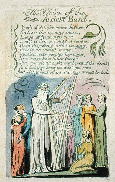 The Voice of the Ancient Bard, from Songs of Innocence, 1789 by William Blake